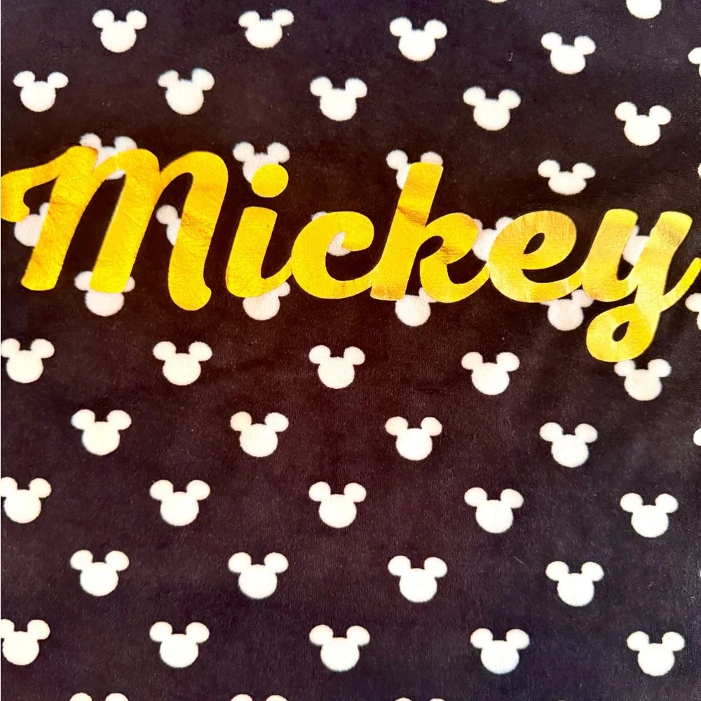 Disney Mickey‎ Mouse Pajama Top Black Gold Foil Long Sleeve Shirt Small 4-6 - Picture 4 of 7